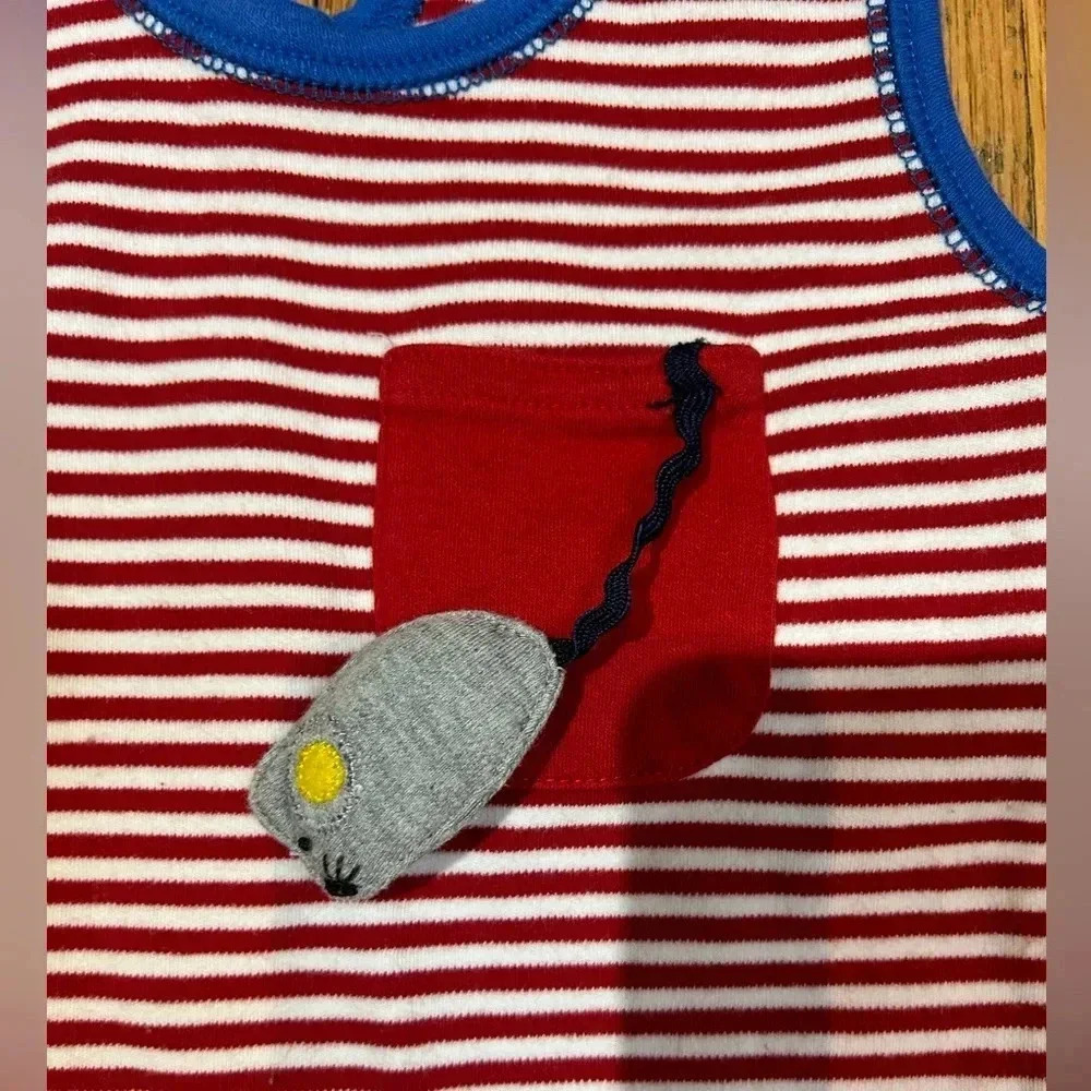 Albetta Vintage Elephant and Mouse Striped Romper 6-12 months - Picture 3 of 8